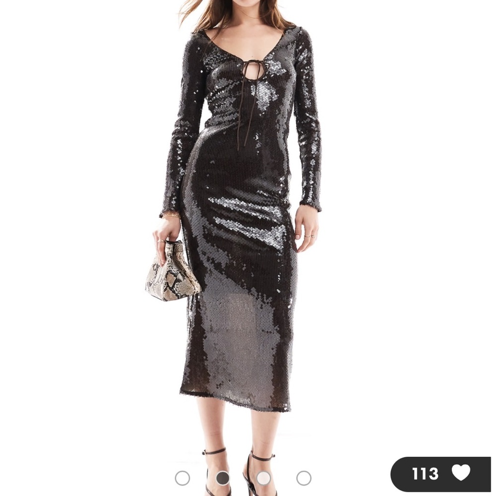 Brown Midi Sequin Dress